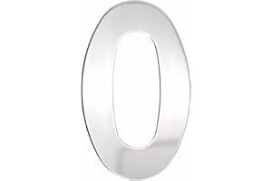 TECHZOCO Numero 0 casa, numero zero casa, numero 0 per porta, numero 0 per parete, numero 0 cassetta delle lettere, acciaio inossidabile 304, altezza 75 mm x larghezza 47 mm, adesivo, argento