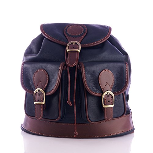 Preisvergleich Produktbild Firenze Artegiani Damen-Rucksack, Casual, echtes Leder, 35 cm, Marineblau