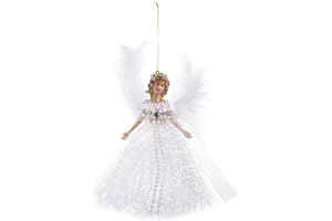 DUROECSAIN Christmas Angel Tree Topper, 22 cm Angel Figure as Christmas Tree Topper, Christmas Tree Topper Figures, Christmas Tree Topper Tree Decoration, Glitter Angel Christmas Decoration