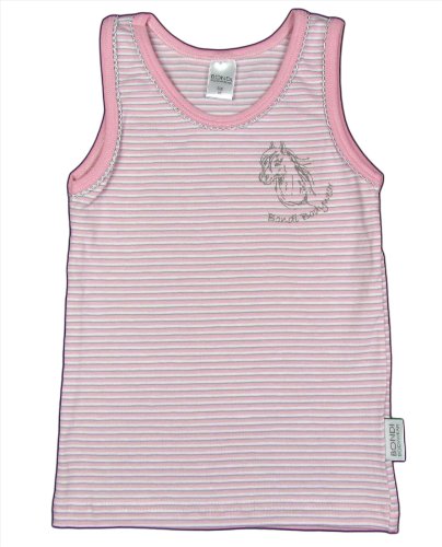 BONDI "Brilliant Pony" baby girls top stripes with lace stretch-cotton (rose/gray)