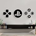 STASH HOUSE Gamers Wooden Wall Sign Set, PS Geometric Home Decor Gift for Gamers,Gamers Wall Art, PS4 3D Logo (40x 40 cm X SET OF 3)