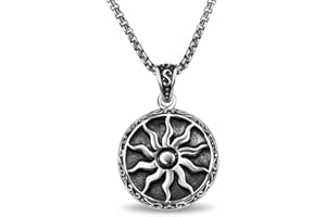 bahamut Greek Jewellery Sun Star Amulets Pendant Necklace for Men Vintage Protective Jewelry,Lucky Charm with Chain