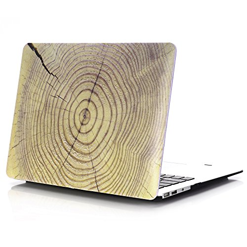 Macbook Air 13 Hülle, L2W Macbook Air 13,3 Zoll Matte Smooth Plastic Hard Shell Holz Textur Muster Gummi Beschichtet Schutz für Apple Laptop Macbook Air 13 Zoll Modell A1369 / A1466(Holz Textur Muster Design 3 MW-15)