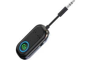 ATSHLD Adaptateur Bluetooth 5.3 Émetteur, Récepteur 2 en 1 Prend en Charge 2 Écouteurs, Prise Jack 3,5 mm Bluetooth pour TV, Téléphone, Voiture, Système Audio, Adaptateur Bluetooth Jack pour Tablette PC