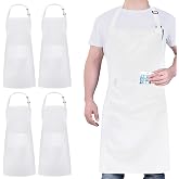 atopo 4 Pieces Chef Apron, Black Waterproof Apron with 2 Pockets, Adjustable Kitchen Apron for BBQ Cooking Baking Gardening R