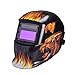 Produktbild nuzamas solarbetrieben Schweißschutzschild Maske Schweißen Face Schutz für Arc Tig Mig Schleifen Plasma Schneiden mit verstellbarem Shade-Reihe DIN4/9-13 UV/IV Schutz DIN16 Leopard und Fire