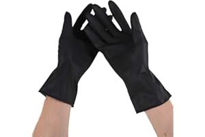 Lurrose Gants de Teinture Capillaire Gants en Caoutchouc Réutilisables Professionnels Gants en Latex Noir Gants de Coloration Des Cheveux Accessoires pour Salon Baber 2 Paires (L)