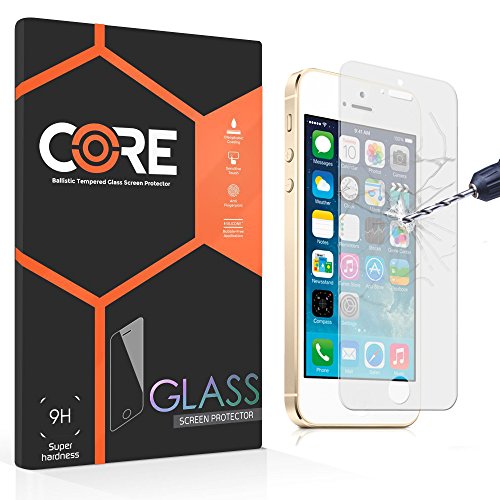 Iphone 5, 5S, SE Screen Protector, Core Premium Tempered Glass Protect Apple Iphone 5, 5S & SE (4 Inch) 9H Hardness, Super Thin 0.3mm, High Definition, Easy Bubble-Free Application. [Lifetime Warranty]