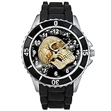 Timest - Skull Totenkopf Damenuhr Herrenuhr - Unisex mit Silikonarmband in schwarz Rund Analog Quarz SE1238