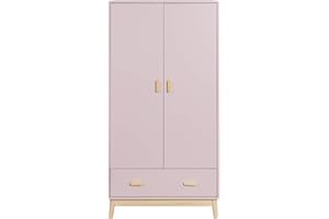 Rebecca Mobili Armadio per Bambini, Guardaroba Compatto, Rosa Marrone, MDF Pino, con 1 Cassetto 2 Ante, Salvaspazio - Misure HxLxP: 175 x 80 x 55 cm - Art. RE6987
