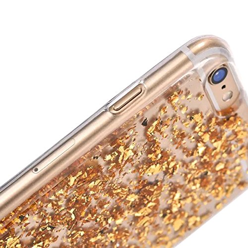 iPhone 6S / iPhone 6 Hülle Glitzer ,SKYXD Blattgold Funken Flocken Pailletten Design Schutzhülle Weiche TPU Transparent Silikon Handyhülle mit [ Koala Staubstecker + Eingabestift ] Glanz Kristall Handytasche Schick Klar Zurück Haut Schlank Etui Schale Fall – Gold - 6