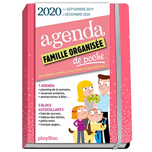 Télécharger Agenda de poche de la famille organisée 2020 - Rose (de sept 2019 à décembre 2020): S'organiser n Francais PDF