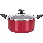 NAVRANG Nonstick Biryani & Stew Pot – 2.1 Litre with Glass Lid | 18 cm Multipurpose Aluminum Cooking Handi | Non-Induction | 