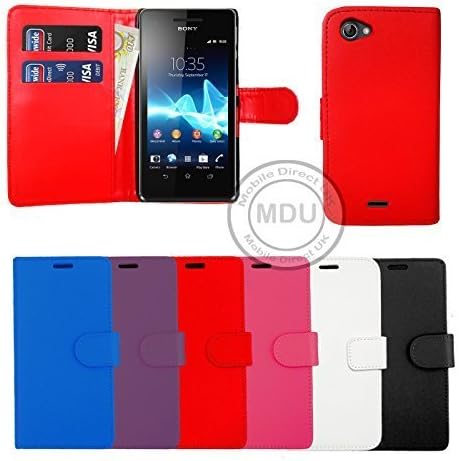 PU LEATHER WALLET BOOK FLIP SIDE OPENS CASE COVER FOR SONY XPERIA E / EXPERIA E (BLUE)