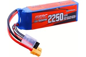 Sunpadow 3S 11.1V Lipo Battery 25C 2250mAh with XT60 Plug for RC Airplane Quadcopter Helicopter Drone FPV Racing Model Hobby