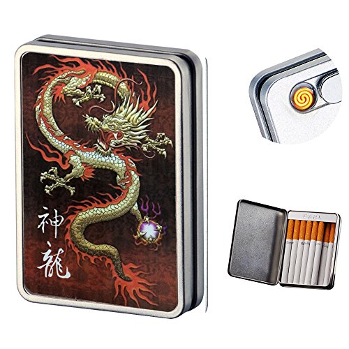 Preisvergleich Produktbild Zigarettenanznder USB Case Zigarette Box Elektronische flammenlose wiederaufladbar winddicht Feuerzeuge halten kann 16 Zigarette Rauch - Dragon usb lighter