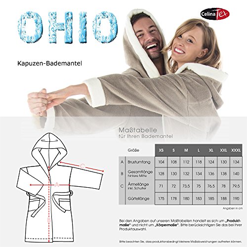 Damen Bademantel mit Kapuze oder Herren waden-langer Sauna-mantel flauschiger Fleece CelinaTex Kapuzen-bademantel Serie Ohio - 6