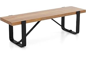 COSTWAY 152cm Long Dining Bench, Metal Frame Hallway Bench with Adjustable Foot Pads, 300KG Weight Capacity Entryway Bench Seat Footstools for Kitchen Living Room Bedroom