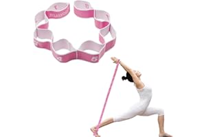 CSDPC Yoga Stretching Strap with 8 Loops Elastic Resistance Bands Women Pilates Band Yoga Straps Stretch Bands for Exercise Kids Adult Assist Exercise Band for Leg Training Latin Dance Gymnastics Fitness