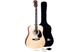 RAYGAR Rio 41'' Full Size 4/4 Acoustic Guitar Dreadnought Steel String Beginner Guitar Package Pack - New (Natural)