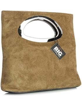 BHBS Damen Reiner Wildleder Leder Top behandeln Abend Clutch Tasche 24 x 15 x 7 cm (B x H x T)