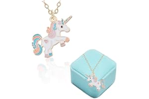 MENGCAT BigNoseDeer Collana per Bambini Unicorno Ragazze Rainbow Cloud Gioielli Regalo di Unicorno per Teenager Bambini Natale Ringraziamento Halloween con Confezione Regalo