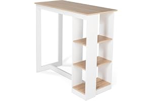 IDMarket - Tavolo alto da bar BARTH da 2 a 4 persone con piano in legno bianco traforato effectto faggio