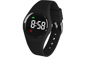 e-vibra wasserdichte vibrierende Alarmuhr Wiederaufladbare 15 Alarm-Erinnerungsuhr Töpfchen-Trainingsuhr mit Sperrbildschirm (Schwarze Runde)