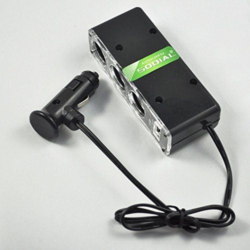 SODIAL (R) 3 WAY MULTI SOCKET Auto-Zigarettenanzuender-SPLITTER USB PLUG CHARGER DC 12V / 24V Dreifach-Adapter mit USB-Anschluss - 5
