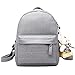 Produktbild REALIKE Damen Rucksack PU-Leder Reisetaschen Anhänger Backpack Mit Bär Puppe Hochwertigem Einkaufstasche Fur Ausflug Kette Wasserdicht Sportbeutel Süße Weibliche Tasche Beutel (Grau, M)