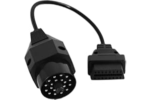 RUNQIN OUTDOOR Alte 20 Pin Runde OBD1 auf 16 Pin OBD2 Diagnosegerät Adapter, Diagnose Verlängerungskabel Anschlusskabel OBDII Adapterkabel, Stecker Scanner Konverter Kabel Ersatz für E36 E38 E39 E46 E53 X5 Z3