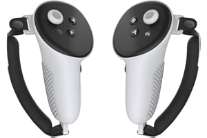 Tikhell Meta Quest 3 Étui de contrôleur, 1 Paire de poignées de contrôleur en TPU Gauche + Droite avec Sangle Antichoc Anti-Chute pour Accessoires Meta Quest 3