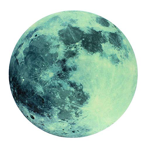 Adhesivo decorativo de 20 cm para pared con diseño de luna que brilla en la oscuridad
