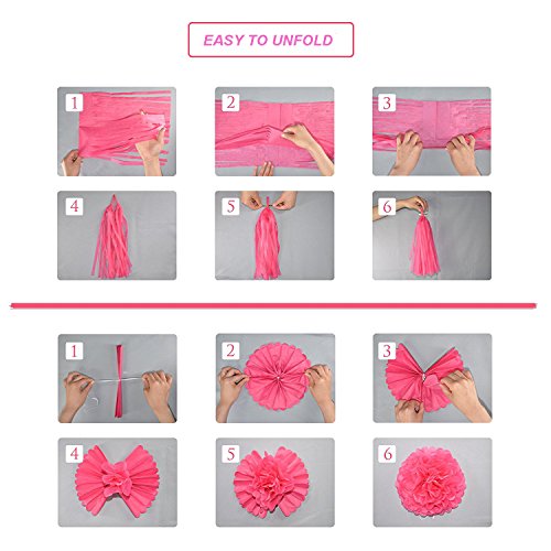 Furuix weißes Rosa Pom Pom Blumen Tissue Papier Pompom Kugeln Papier Blume hängen Pom Hochzeitsfest Bevorzugungen im Freien Dekoration Hochzeit Kinderzimmer Dekorationen Braut Dusche - 6