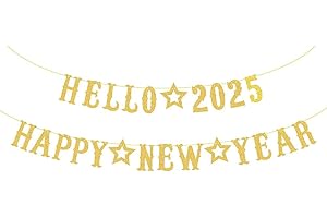 ALEGRE® Silvester Deko 2025 Girlande, Gold Glitzer Neujahrsdeko Girlande Banner, Happy New Year Deko 2025, Neujahr Silvesterdeko, Happy New Year Girlande,Hängende Dekoration für Neujahrsdeko Silvester