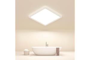 Swoieltr Plafoniera LED Soffitto, 18W 2000LM Ultra Sottile Lampada da Soffitto Quadrata, 4000K IP44 Impermeabile Plafoniera Bagno, 22CM Lampadario LED per Soggiorno, Bagno, Camera da Letto, Cucina