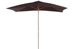SOLD BY MHSTAR Outsunny 2 x 3m Wooden Garden Parasol Umbrella Outdoor Sun Shade Canopy, Table Market Umbrella with Vent, 38 mm Pole, Rope Pulley Mechanism