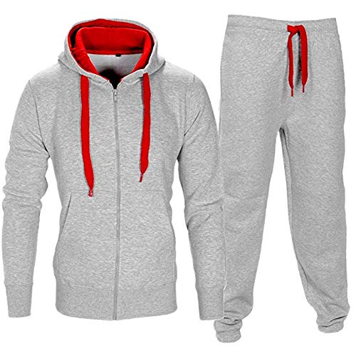 Love My Fashions - Conjunto de chándal para Hombre, con cordón de Contraste, Forro Polar, Sudadera con Capucha, Pantalones de chándal con Cremallera, para Gimnasio, Deporte, Talla S, M, L, XL XXL