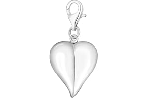 Quiges 925 Sterling Silver Hearts Clip On Lobster Clasp Charm Pendant