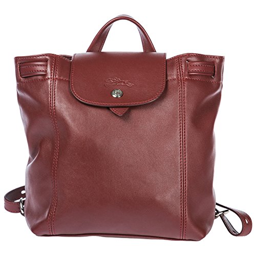 Preisvergleich Produktbild Longchamp Leder Rucksack Damen Tasche Schulrucksack bordeaux