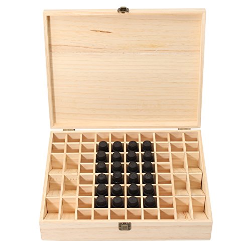 Ätherische Öl Box Essential Oil Organizer aus Holz 68 Fächer für Ätherische Öle Flaschen Schachtel 35×28×8 cm - 3
