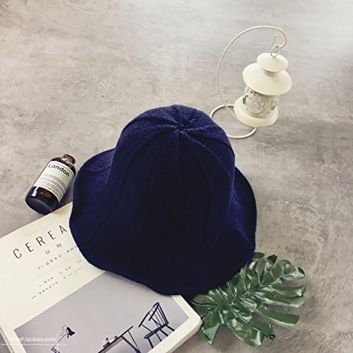 Wanglele Sun Hat A Light Autumn And Winter Solid Color Basin Cap Foldable Leisure Fisherman Cap Arts Shaded Girl, Navy Blue,M (56-58Cm)