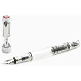 Stylo Plume TWSBI Blanc EF - Stylo Démonstrateur à Piston, Acier Inoxydable, Plume Extra Fine