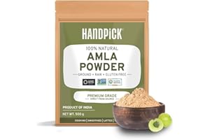 HANDPICK, Amla Powder (500g/17oz) Amalaki | Raw Amla Powder from India | Resealable Zip Lock Pouch, Indian Gooseberry Powder | Perfect for Cooking, Smoothies, Latte & Tea