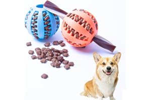 MZQSIY 2pcs Dog Treat Dispenser Ball Interactive Toy Ball,Dog Puzzle Toy Improve Pet Intelligence, And Enhance Dog Chewing Power Relieve Boredom,Clean Teeth (Small 6cm/2.35in, Blue Orange)