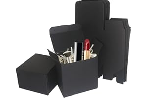 STRBOXONG Scatole Regalo Kraft Nere, 80x80x50mm Piccole Mini Scatole Regalo Vuote con Coperchi per Regali, Scatoline Bomboniere Dolci per Feste, Matrimoni o Compleanni (10 Pezzi)