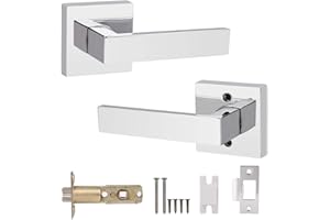 Probrico Polished Chrome Square Passage Door Lever Stainless Steel Door Knob Interior Door Handle for Hallway