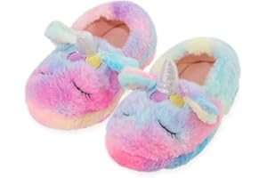 FUNCOO PLUS Kids Slippers for Boys Girls Winter Home Shoes Toddler Warm Indoor Shoes Slip-On Comfy Non-Slip House Slippers