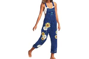 ORANDESIGNE Jeanslatzhose Damen Latzhose Jeans Lange Hose Denim Overall Jumpsuit Playsuit Jeans Vintage Loose Fit Hoseanzug Romper