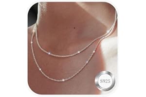 Diorra Damen Halskette Silber, 2 Stück Sterling Silber Kette 1.5mm/2mm Cuban Curb Silberkette Damen 925 ohne anhänger Schmuck Geschenke für Frauen(18+20 Zoll)